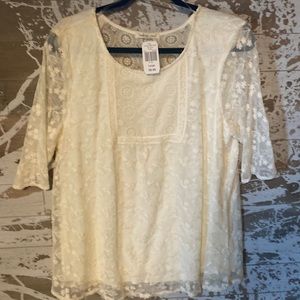 VINTAGE LOOK New lace embroidered flare with lining see thru arms